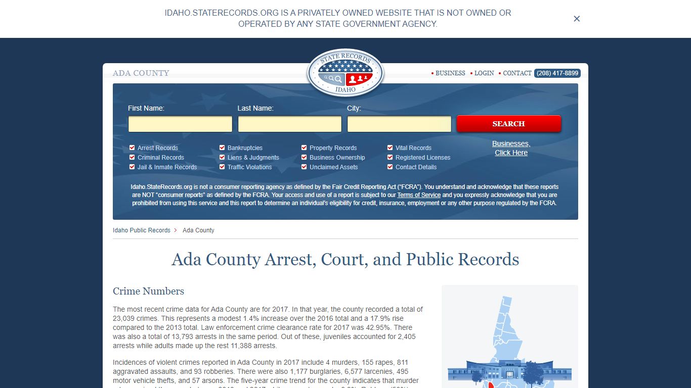 Ada County Arrest, Court, and Public Records